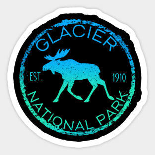 Glacier National Park Montana Weathered Moose Graphic Sticker